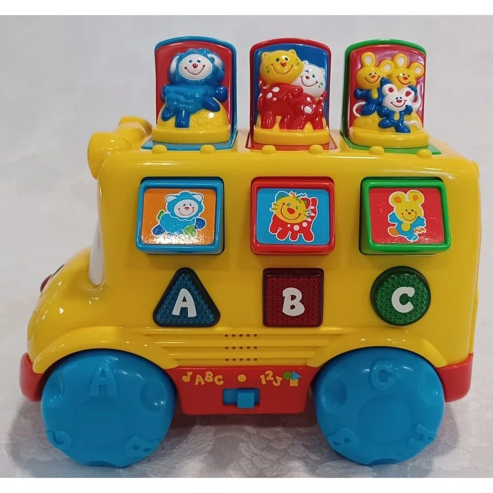 FISHER PRICE BABY SMARTRONICS NURSERY BUS POPPIN PALS TOY - WORKS - VINTAGE 1999